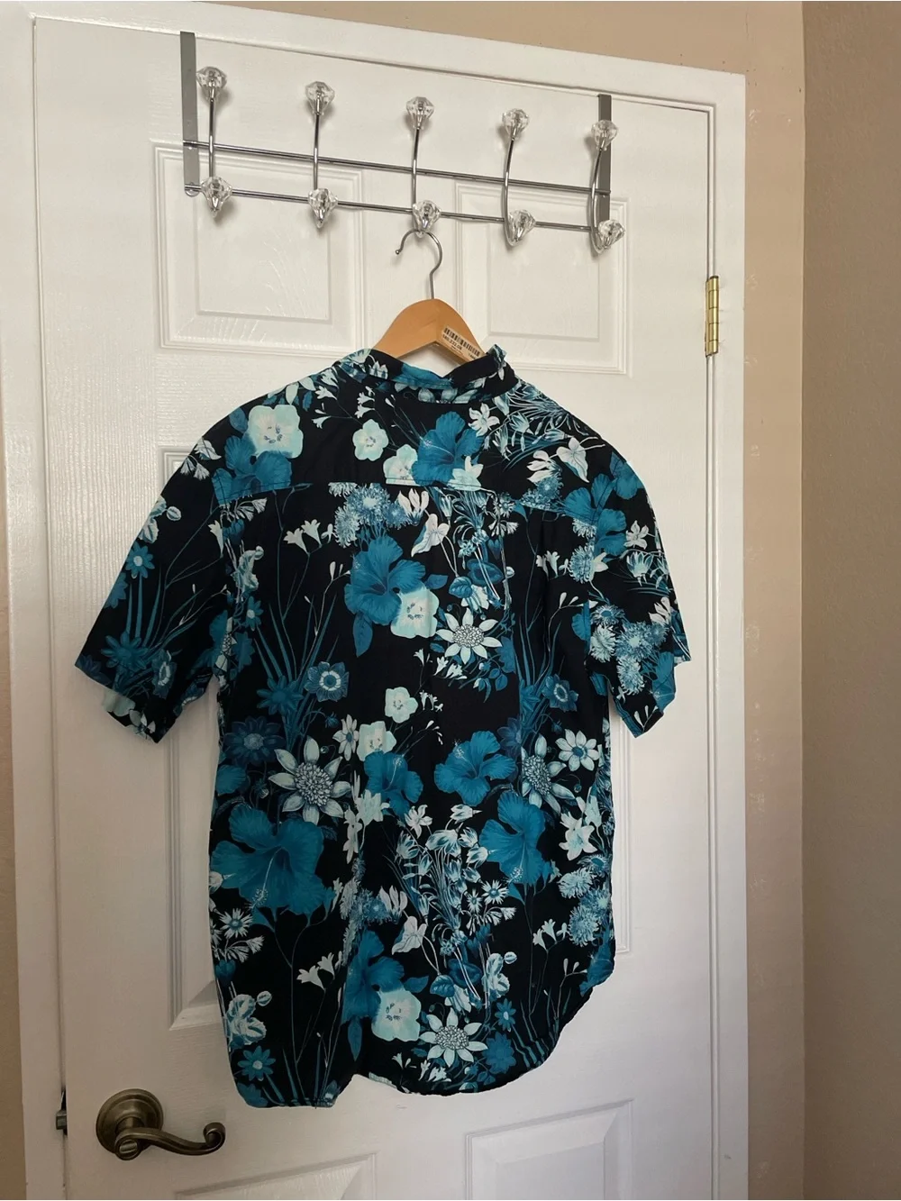Modern Fit Teal Floral Short-Sleeve Shirt -